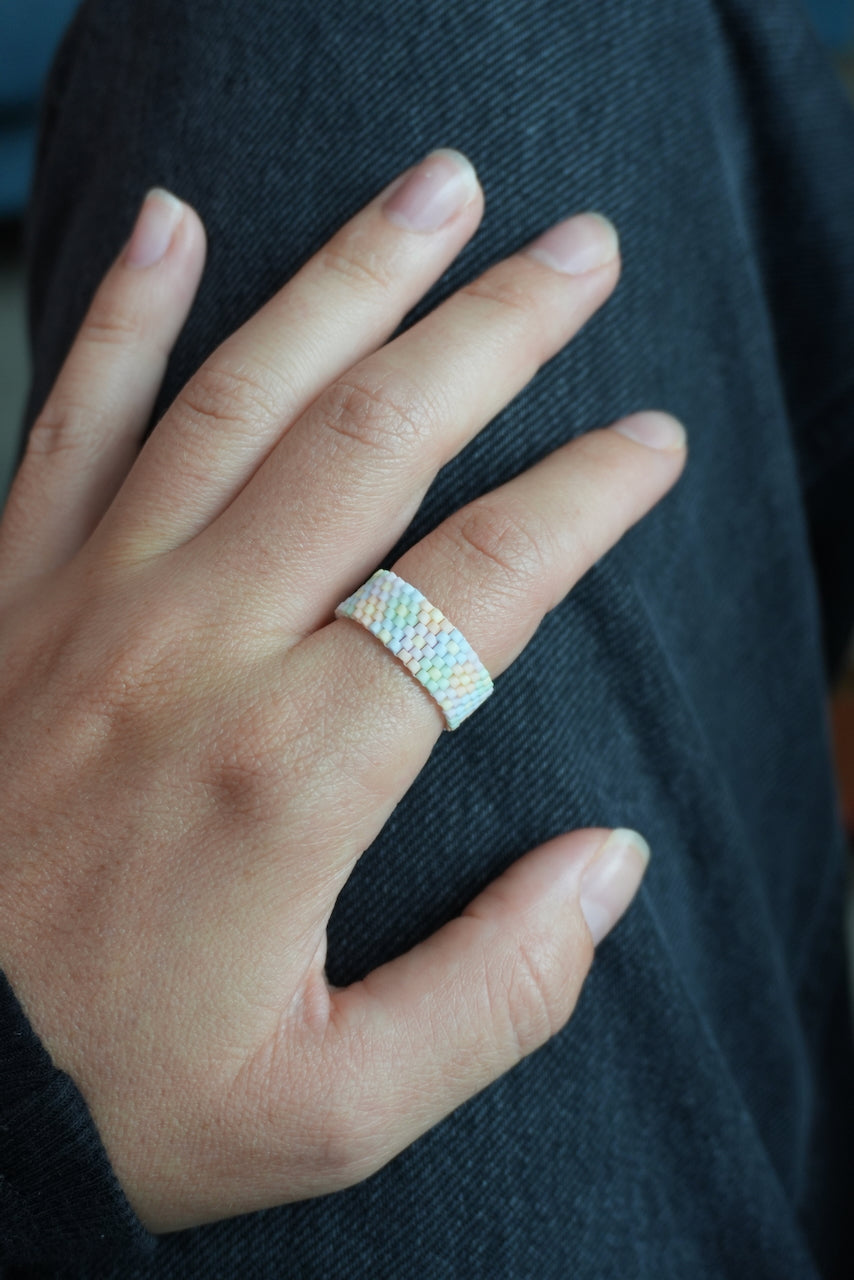 pastel flowers woven glass bead ring kit