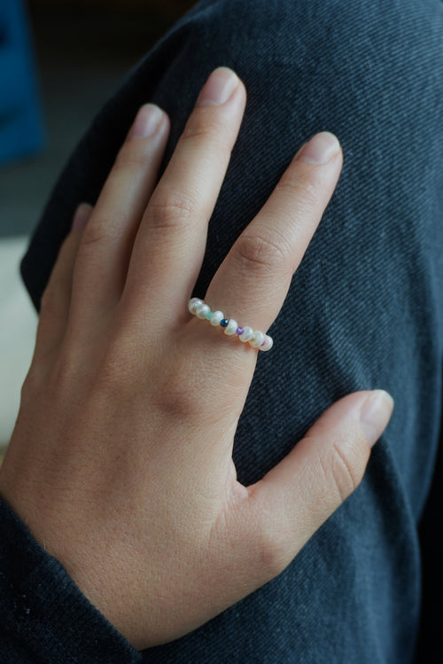 chunky pearl and gem ring