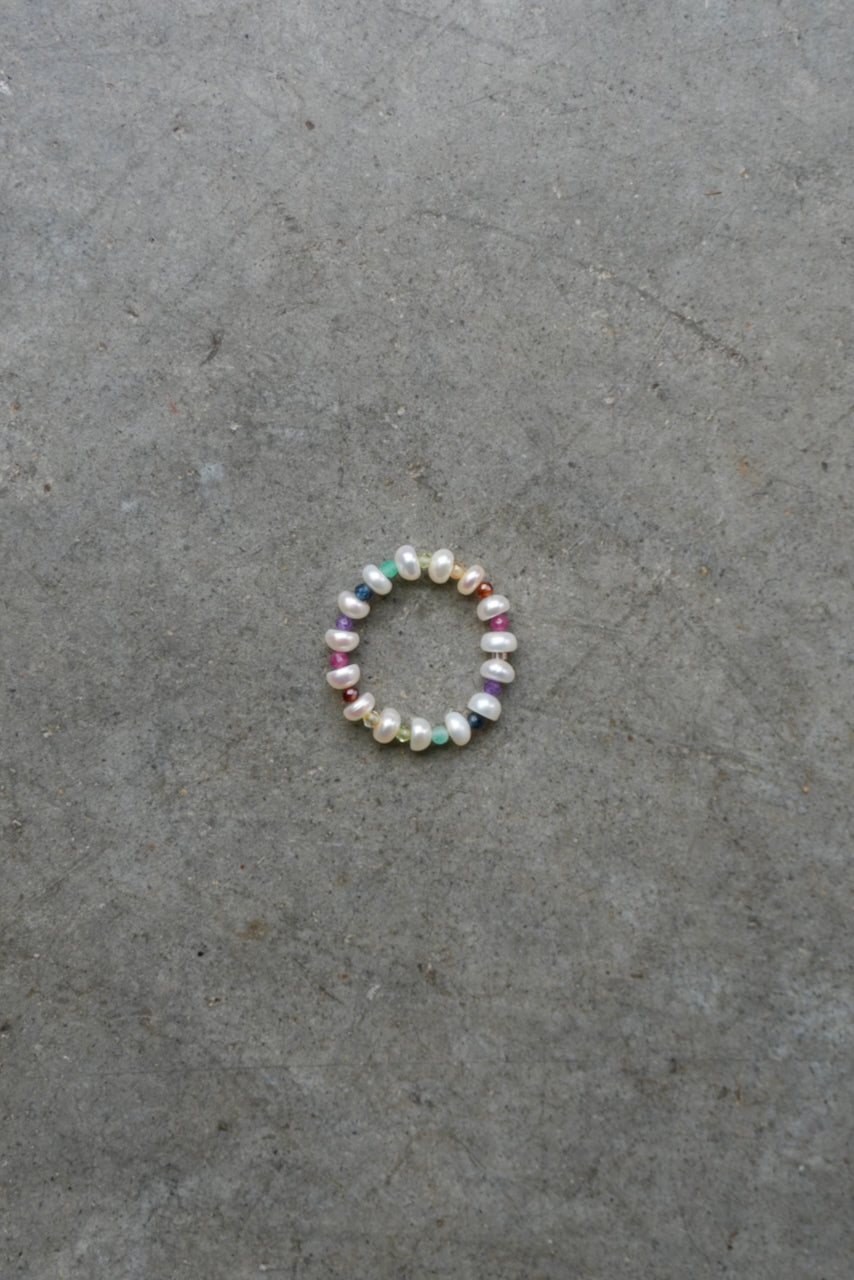 chunky pearl and gem ring